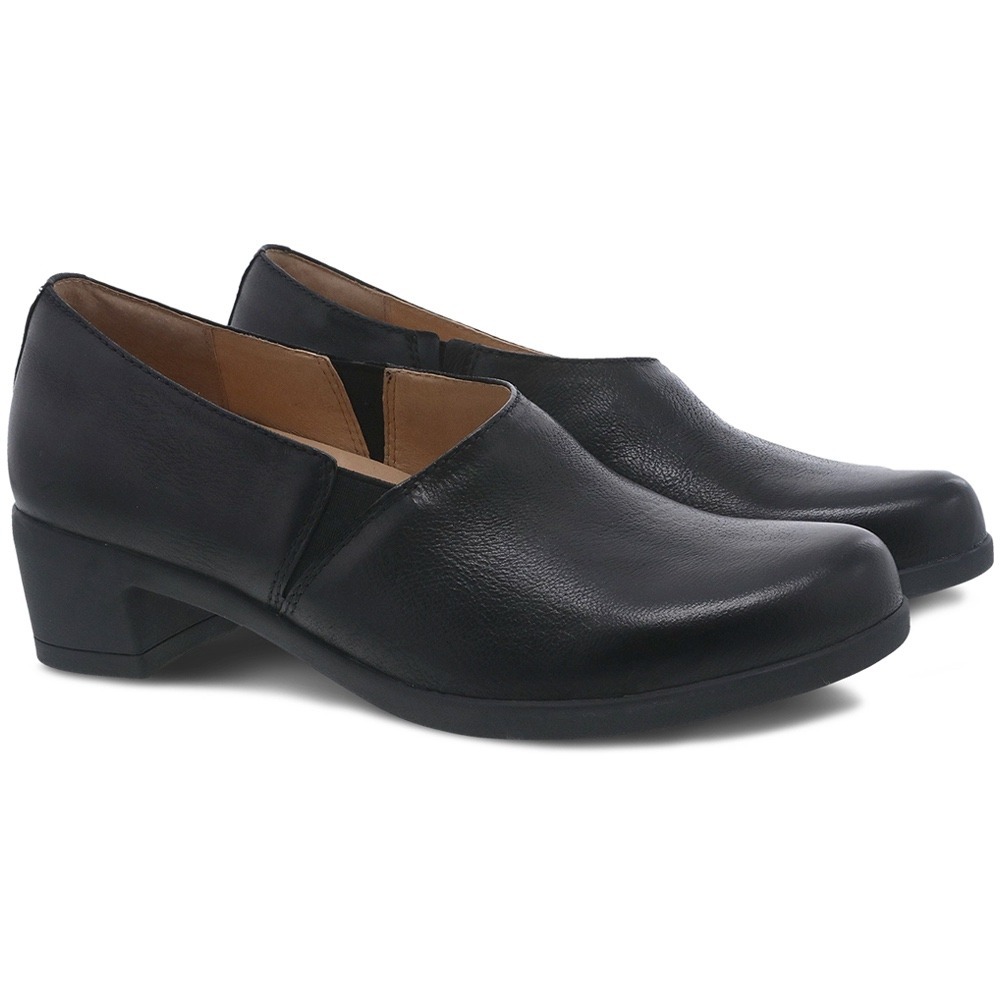 Dansko Black Leather Slip On Block Heel Pumps Women 41 Classic Professional Shoe